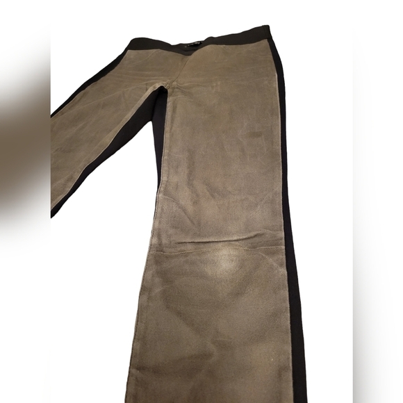 Theory 'Cullen' Lamb Leather and Twill Knit Pants Women's Size 10 Suede Leggings - Picture 10 of 12